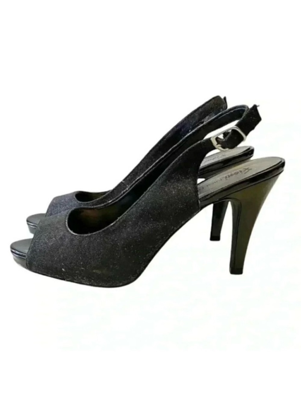 Fioni Night Slingback High Heel Evening Sandals Peep Toe Black Size 8